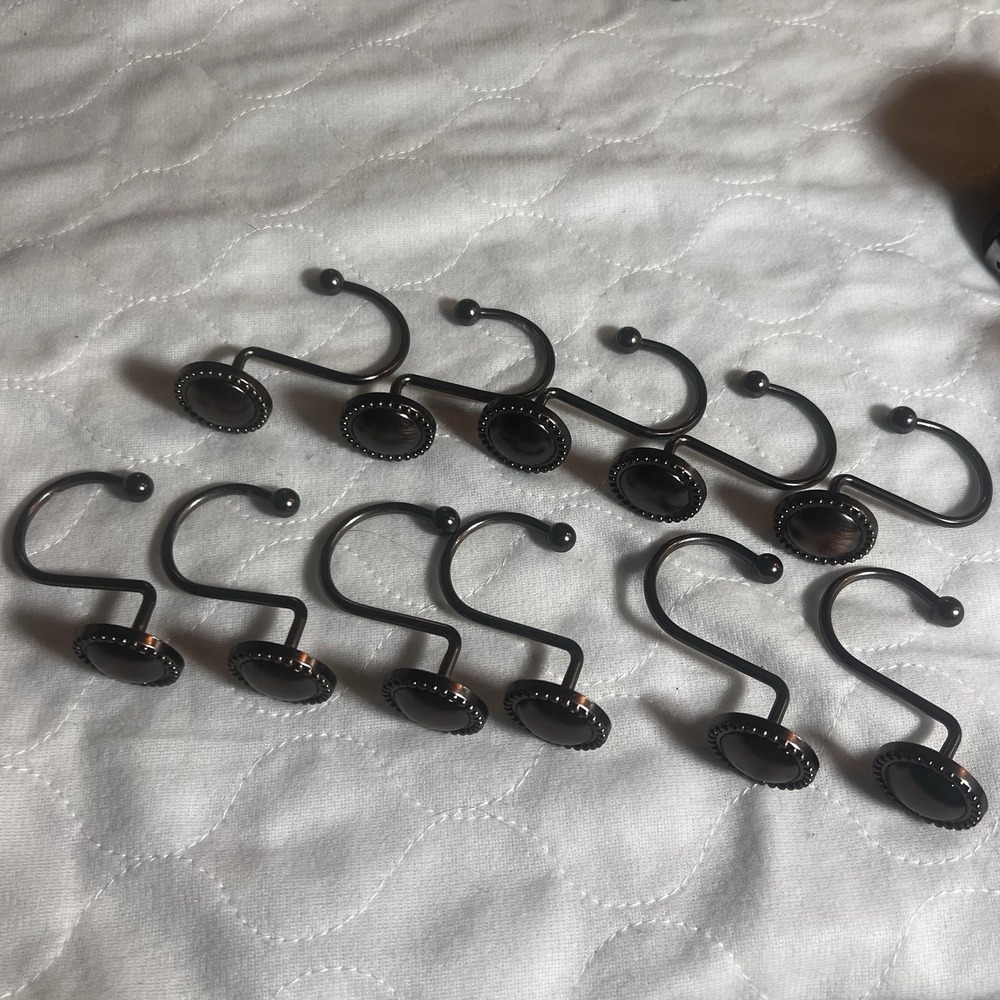 11PCS Oil Rubbed Bronze Rustproof Antique Decorative Shower Curtain Ring Holders